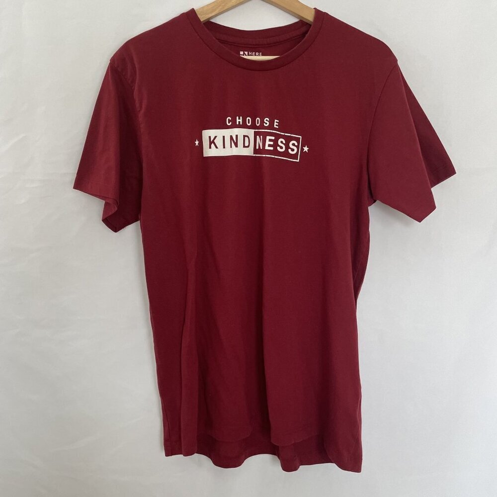 Choose Kindness Here & Now‎ Burgundy Cotton T-Shirt XL women's short sleeved top